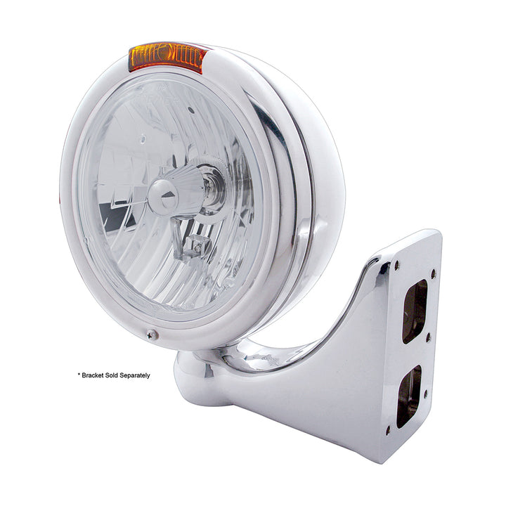 Chrome Classic Headlight Crystal H4 Bulb &amp; Turn Signal - Amber Lens