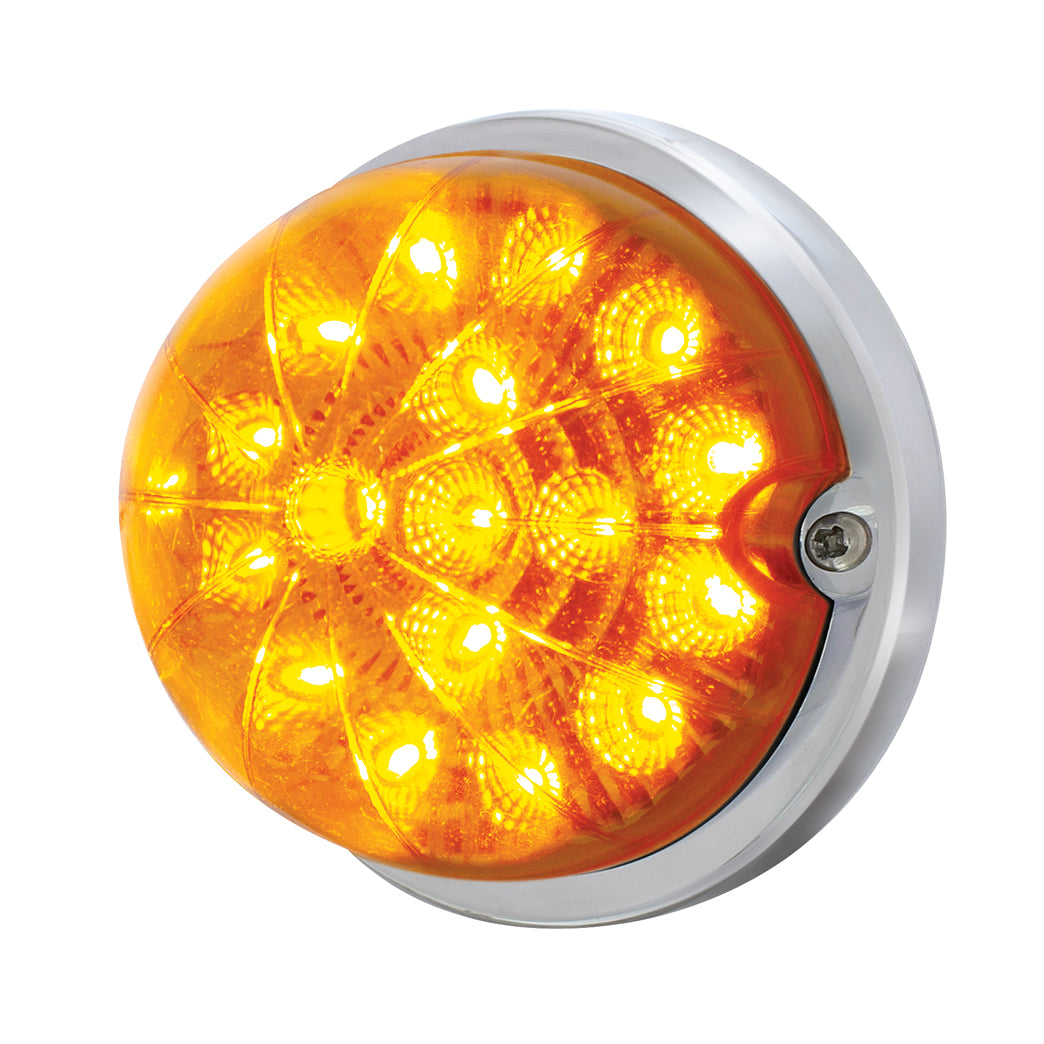 17 LED Dual Function Watermelon Clear Reflector Flush Mount Kit With Low Profile Bezel - Amber LED &amp; Lens