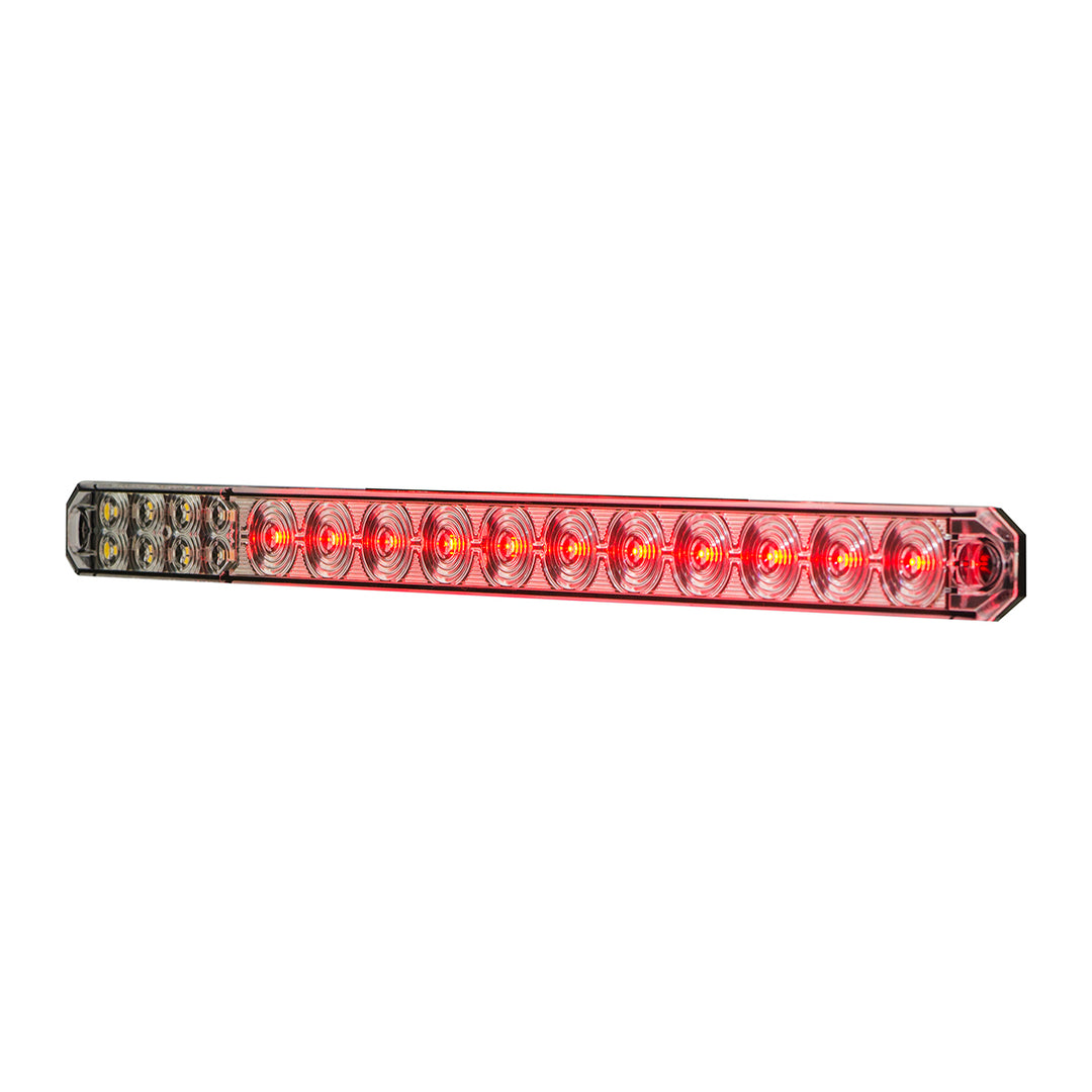 17" 27 LED Low Profile Light Bar (Stop, Turn &amp; Tail) With Back-Up Light - Red &amp; White LED/ Red &amp; Clear Lens