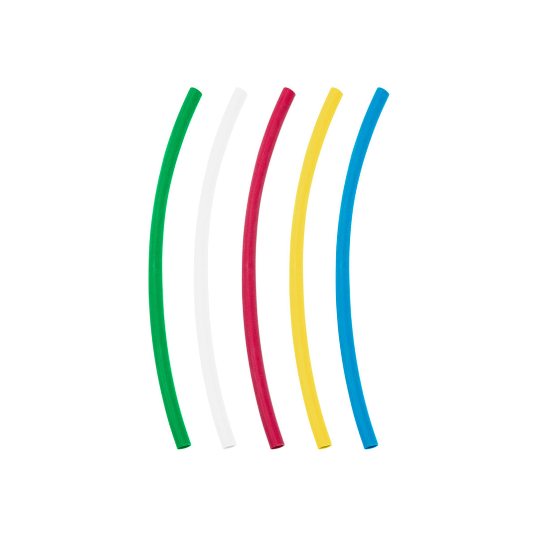 Assorted 1/8" Blue,Clear,Green,Red,Yellow Heat Shrink Tubing, 4" Long (10-Pack)