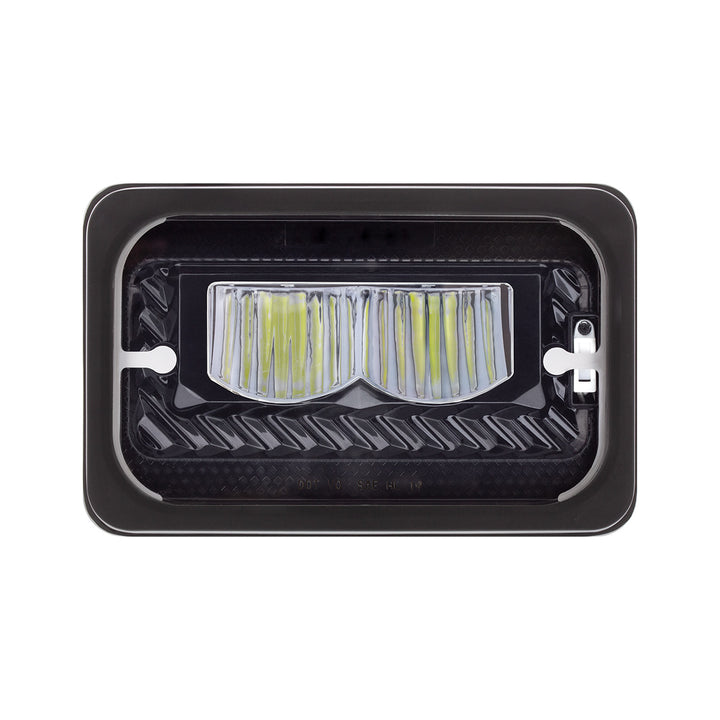 ULTRALIT - Heated 4" x 6" LED Headlight With Glass Lens &amp; Aluminum Housing - High Beam - Black