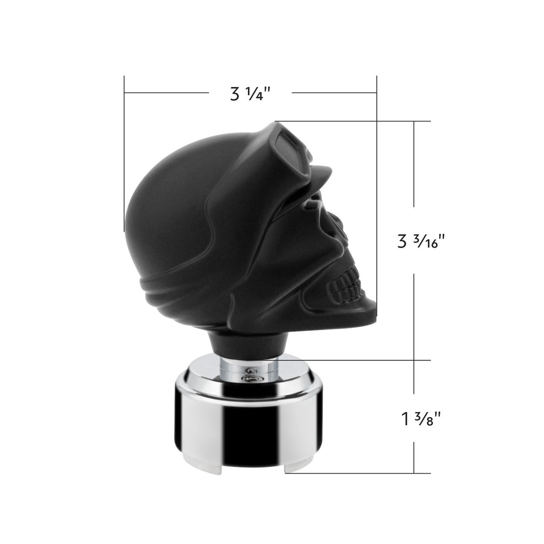 Thread-On Skull Biker Shift Knob &amp; Adapter For Eaton Fuller Style 9/10 Shifter - Black