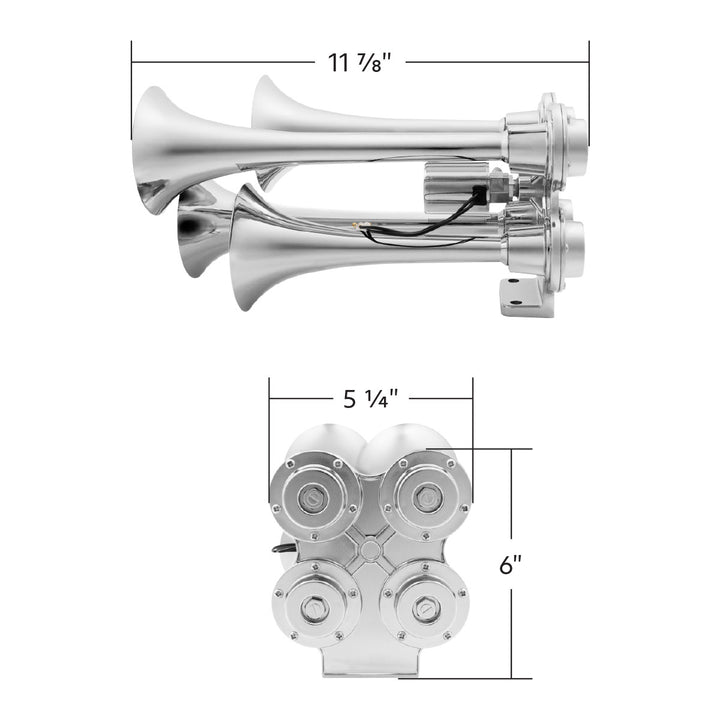 4 Trumpet Mini Train Horn - Chrome