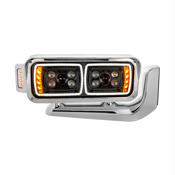 10 High Power LED "Blackout" Projection Headlight Assembly W/Mounting Arm &amp; Turn Signal Side Pod - Passenger Side