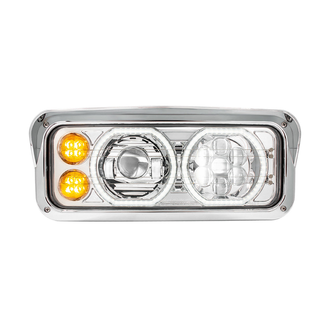 Chrome High Power Heated 10 LED Headlight With LED Turn &amp; DRL - Passenger