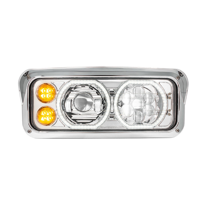 Chrome High Power Heated 10 LED Headlight With LED Turn &amp; DRL - Passenger