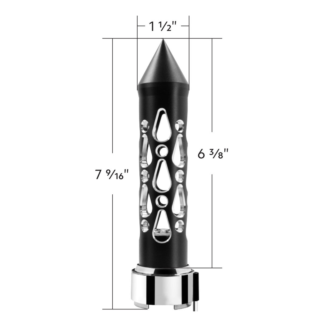 Thread-On Brooklyn Style Spike Gearshift Knob With LED 9/10 Speed Adapter - Matte Black/Green LED