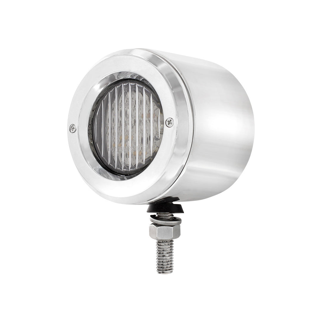Stainless 2-1/2" Double Face Light With LED Lights &amp; Bezels - Amber &amp; Red LED/Clear Lens