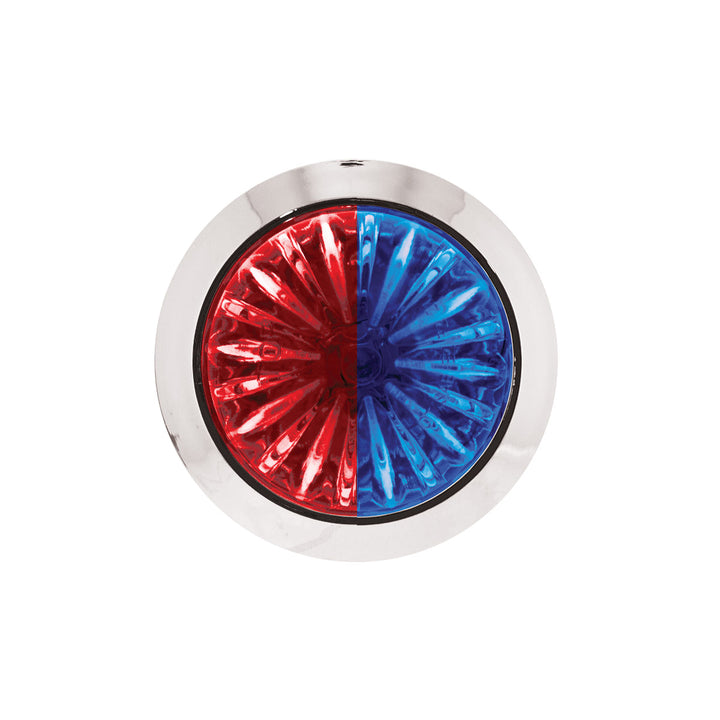 4 LED 1-1/8" Watermelon Double Fury Light With Clear Lens (Clearance/Marker) - Red &amp; Blue LED