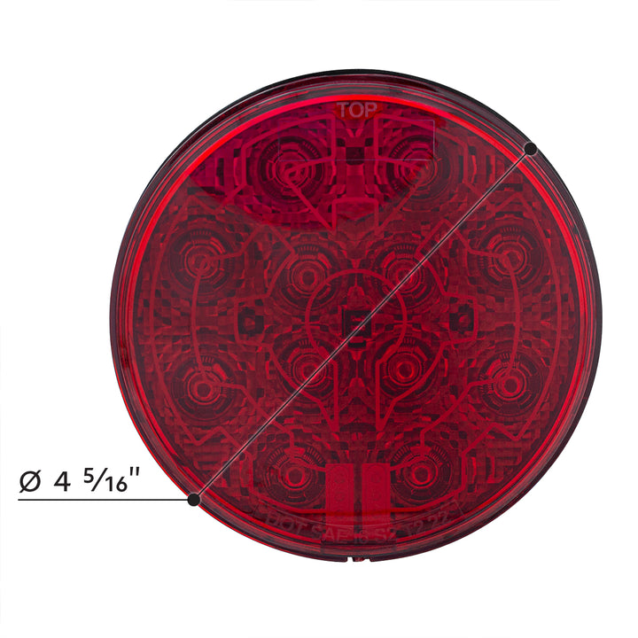 12 LED 4" Round Light (Stop, Turn &amp; Tail) With Heated Lens - Red LED/Red Lens