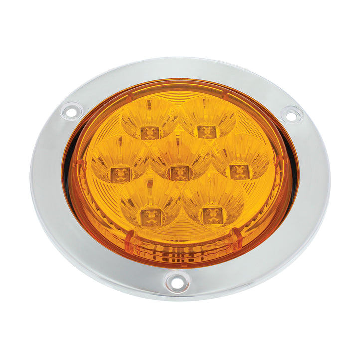 7 LED 4" Stainless Steel Flange Turn Signal Light - Amber LED/Amber Lens