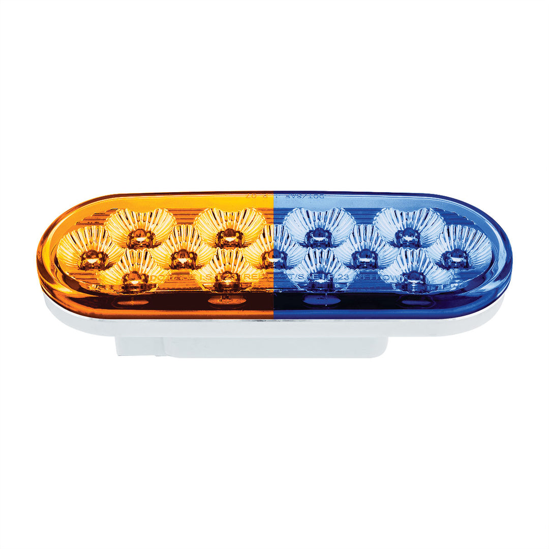 13 LED 6" Oval Double Fury Light (Turn Signal) - Amber &amp; Blue LED/Clear Lens