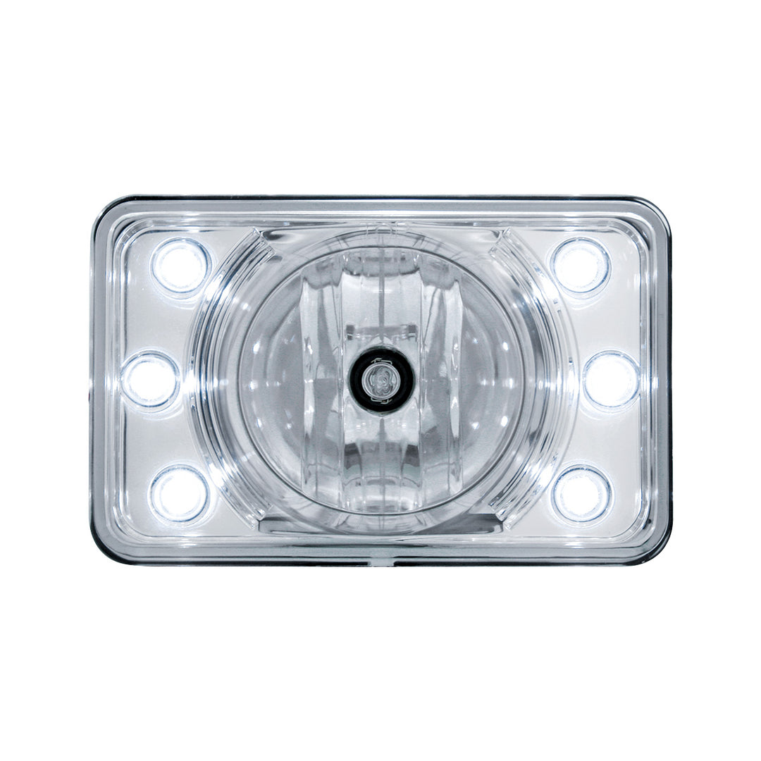 4" x 6" Crystal Projection Headlight With 6 White LED Position Light - High Beam