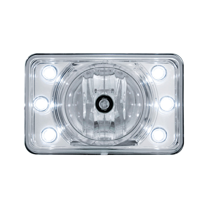 4" x 6" Crystal Projection Headlight With 6 White LED Position Light - High Beam
