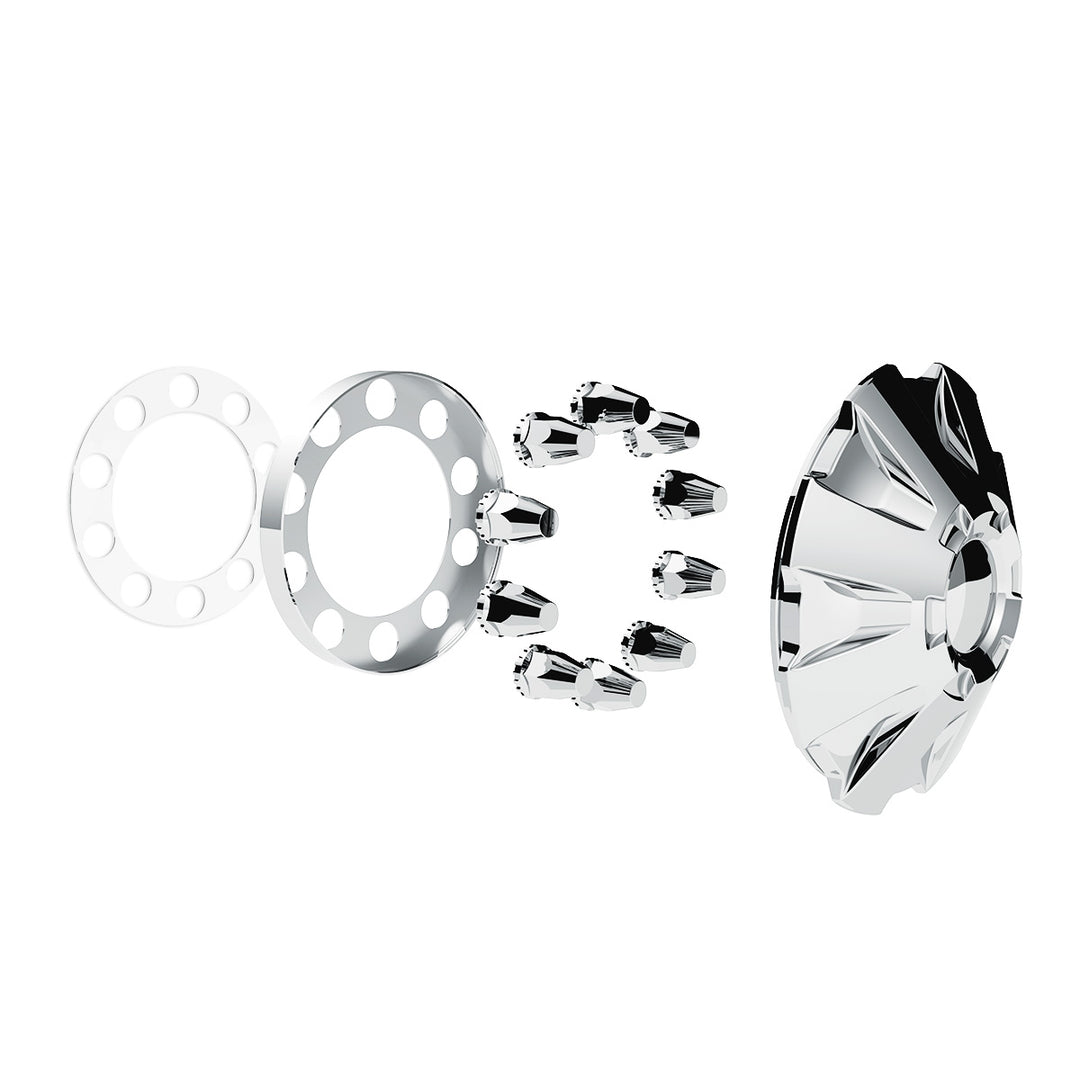 Rubicon Front Axle Cover Kit With 33mm Thread-On Nut Covers - Chrome