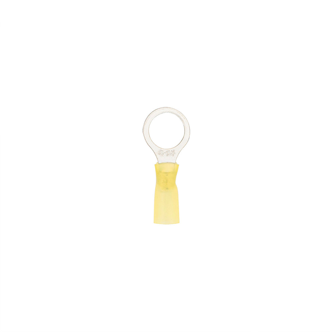 12-10 AWG 1/2" Stud CS Heat Shrink Ring Terminal - Yellow (4-Pack)
