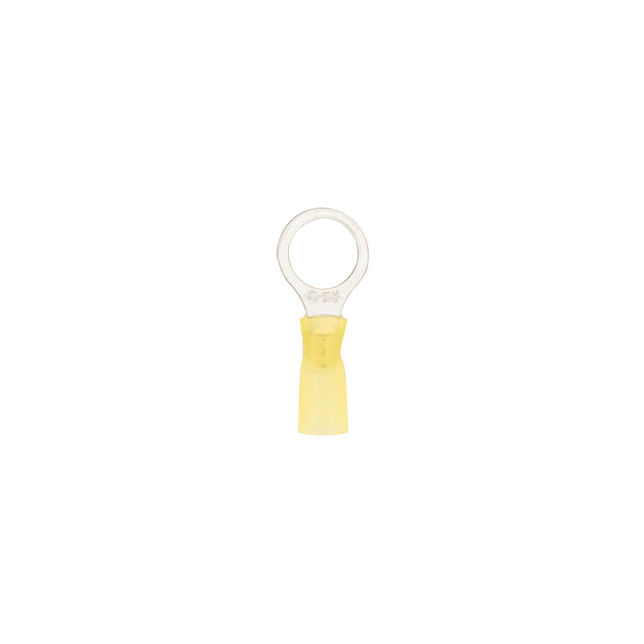 12-10 AWG 1/2" Stud CS Heat Shrink Ring Terminal - Yellow (4-Pack)