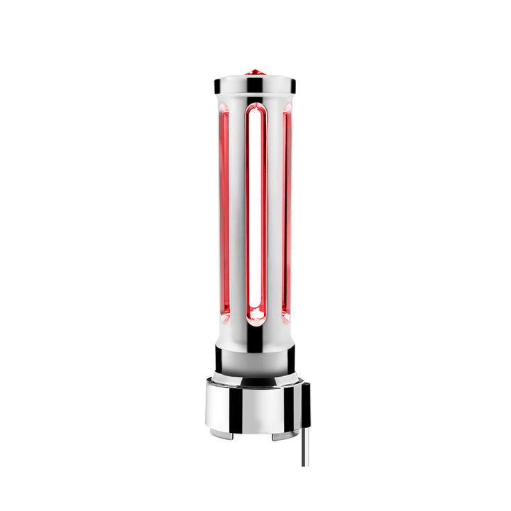 Thread-On Chrome Sonoma Style Gearshift Knob With LED 9/10 Speed Adapter - Red Crystal/Red LED