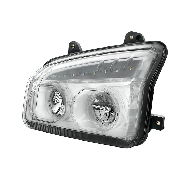 High Power LED Chrome Headlight With LED Turn Signal &amp; Light Bar For 2015-2025 Kenworth T880 - Driver
