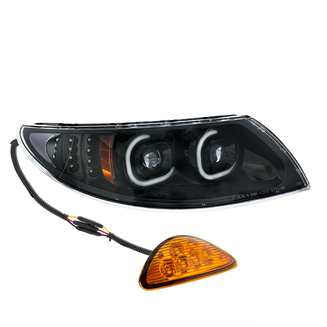 Black LED Projector Headlight With Rear Facing Turn Signal For International Durastar 2002-2018 - Passenger