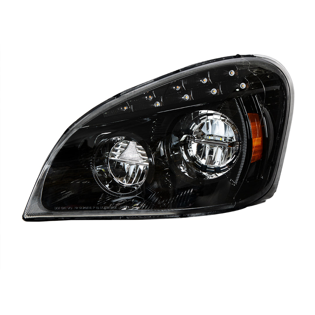 Black LED Headlight For 2008-2017 Freightliner Cascadia - Driver