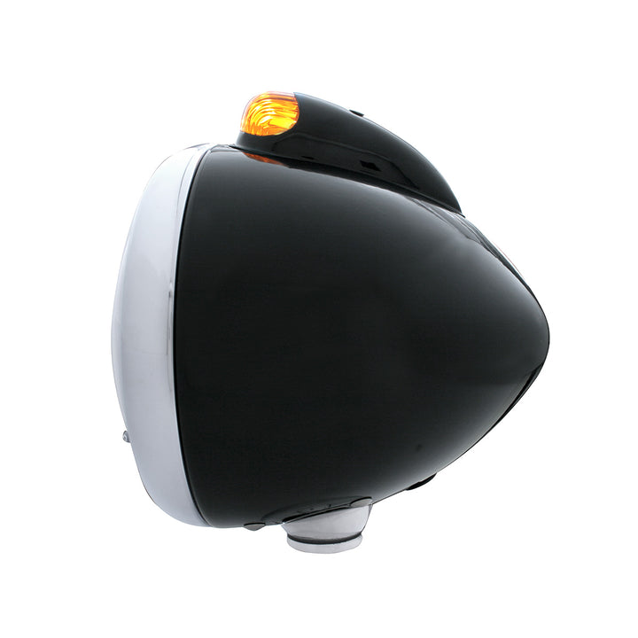 Black Guide 682-C Headlight No Bulb With Dual Mode LED Signal - Amber Lens