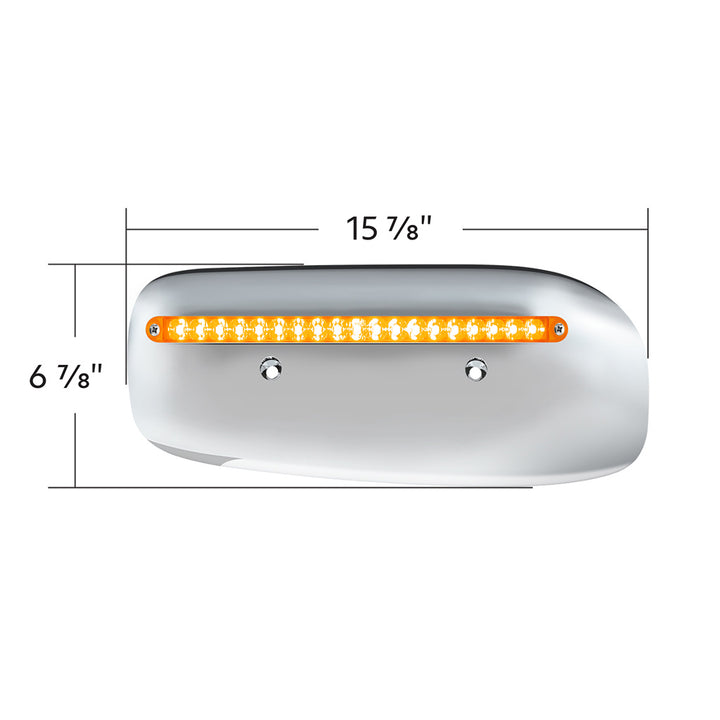 19 LED Rear Headlight Housing Cover For 2008-2023 Peterbilt 389 (Driver) - Amber LED/Lens