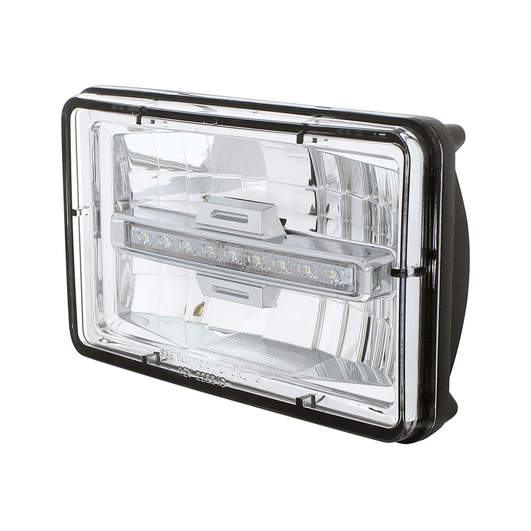 ULTRALIT - 4" x 6" Rectangular LED Headlight With White LED Position Light - Low Beam