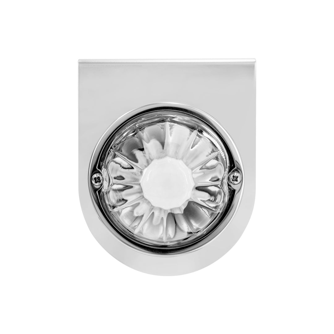 Dual Function Glass Watermelon Light With Stainless Steel Light Bracket Kit With LED Bulb - Amber LED/Clear Lens