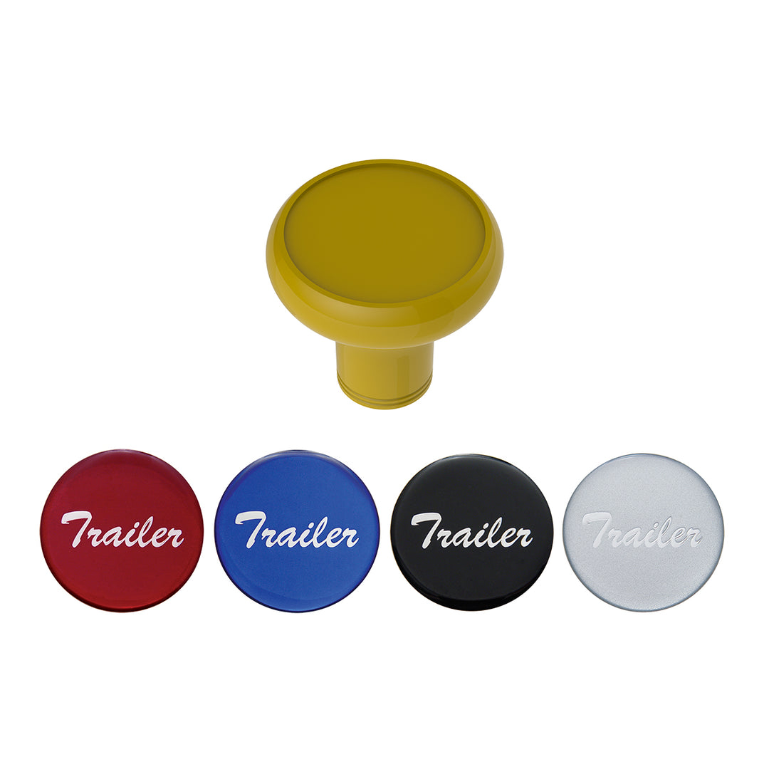 Deluxe Aluminum Screw-On Air Valve Knob With Multi - Color Glossy Trailer Sticker - Electric Yellow