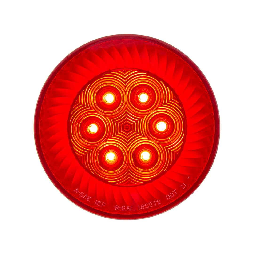 16 LED 4" Round Turbine Light (Stop, Turn &amp; Tail) - Red LED/Red Lens