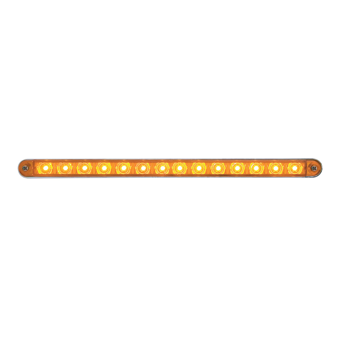 14 LED 12" Sequential Light Bar With Bezel - Amber LED/Amber Lens