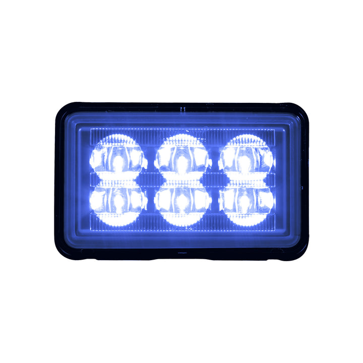 6 High Power LED Rectangular Warning Light With Bracket - Blue LED (Bulk)