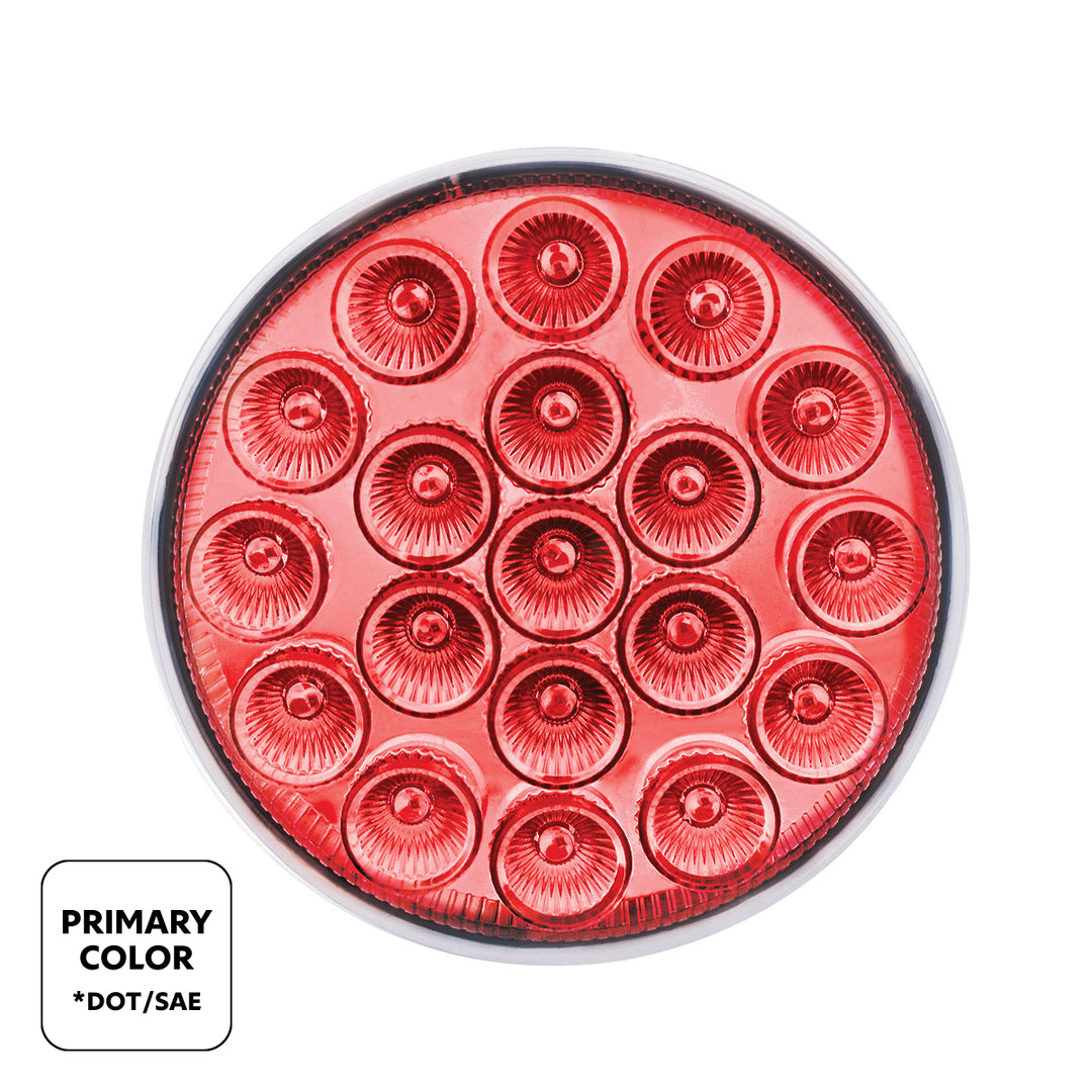 19 LED 4" Round Double Fury Light (Stop &amp; Turn) - Red &amp; White LED/Clear Lens
