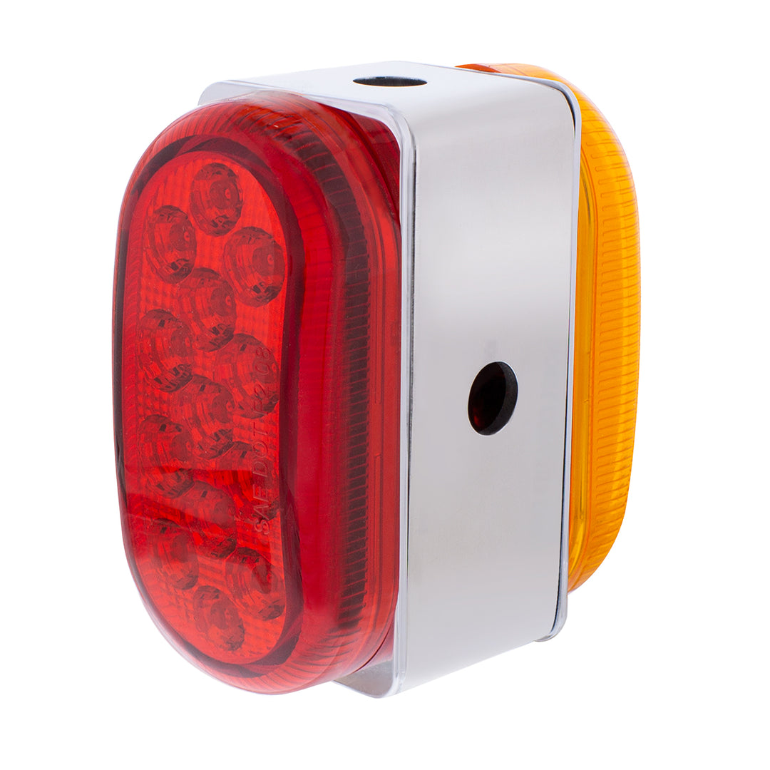 26 LED Dual Function Reflector Double Face Oval Light With Stainless Steel Bracket - Amber &amp; Red LED/Amber &amp; Red Lens