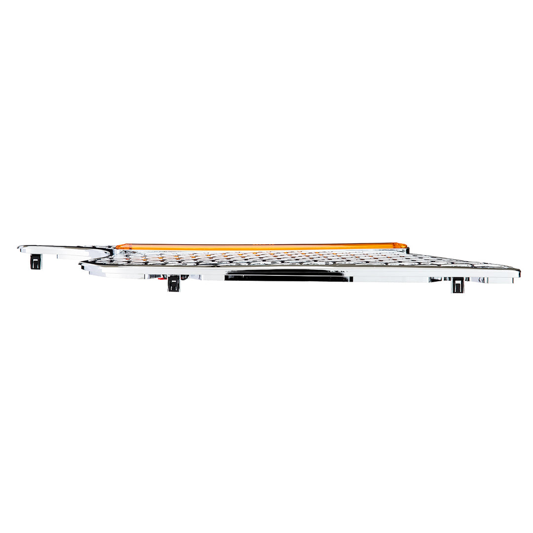 Chrome Air Intake Grille With LED GloLight For 2012-2021 Peterbilt 579 (Passenger) - Amber LED/Amber Lens