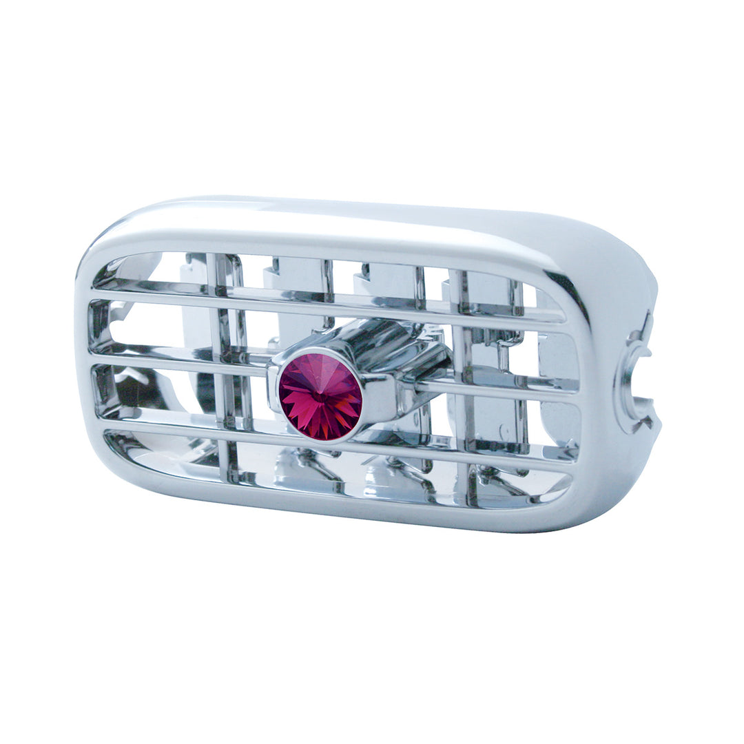 Chrome Plastic A/C Vent With Color Crystal For Peterbilt (2006+) - Purple Crystal