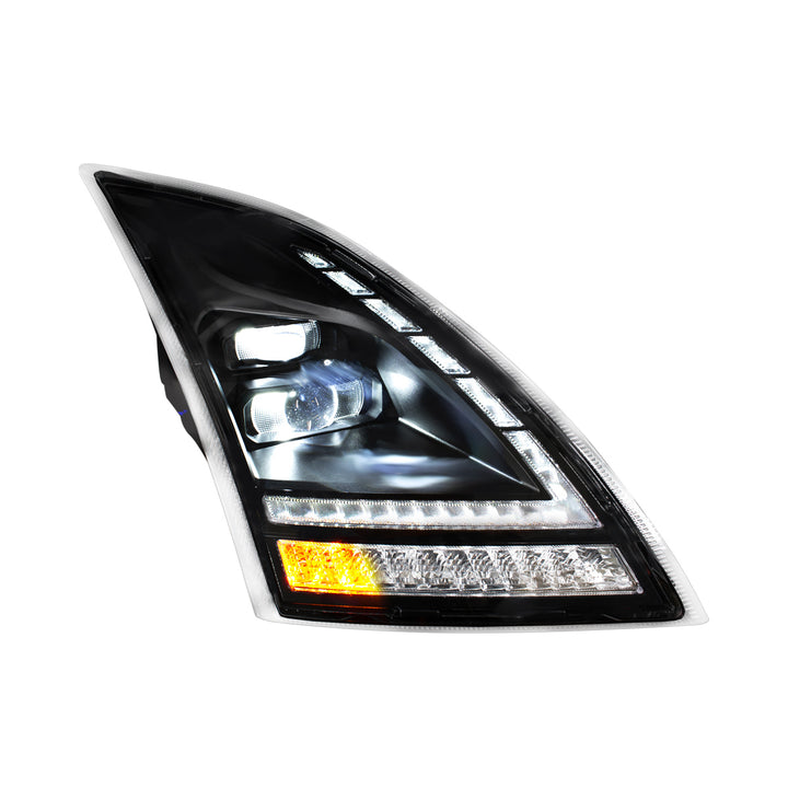 Blackout Full LED Headlight With Switchable Sequential Turn Signal. 2018-2024 Volvo VNL - Passenger