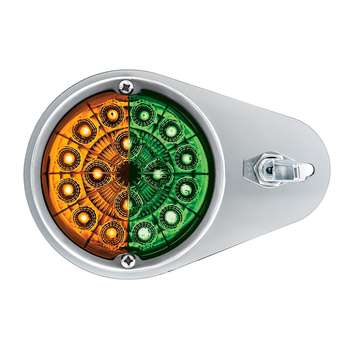 304 Stainless Steel Above Door Dome Light Kit W/ 17 LED Double Fury Watermelon For 1994-2025 KW W900 - Amber &amp; Green LED