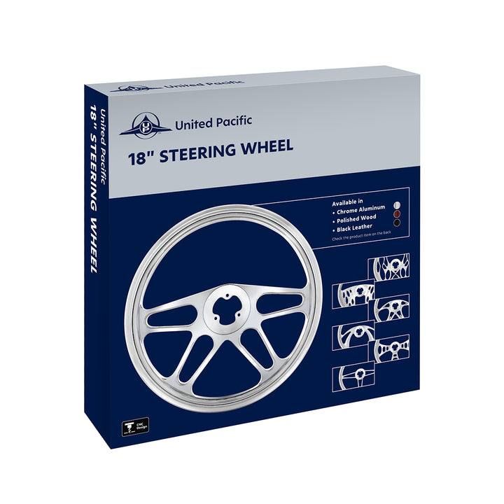18" Chrome Aluminum "Blaze" Style Steering Wheel