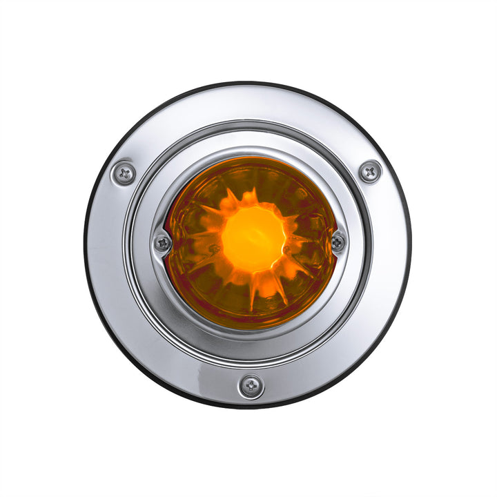 Dual Function Glass Watermelon Sleeper Bunk Kit With 304 Stainless Steel Bezel &amp; LED Bulb - Dark Amber Lens/Amber LED
