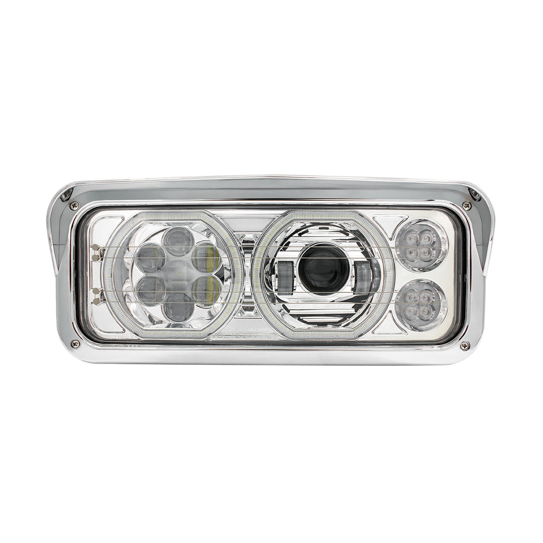 Chrome High Power Heated 10 LED Headlight With LED Turn &amp; DRL - Driver