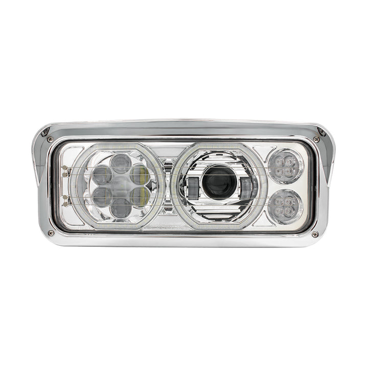 Chrome High Power Heated 10 LED Headlight With LED Turn &amp; DRL - Driver