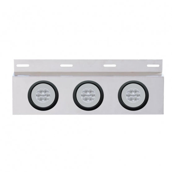 Stainless Top Mud Flap Plate With 3 x 21 LED 4" GloLight &amp; Grommets - Red LED/Clear Lens (Each)