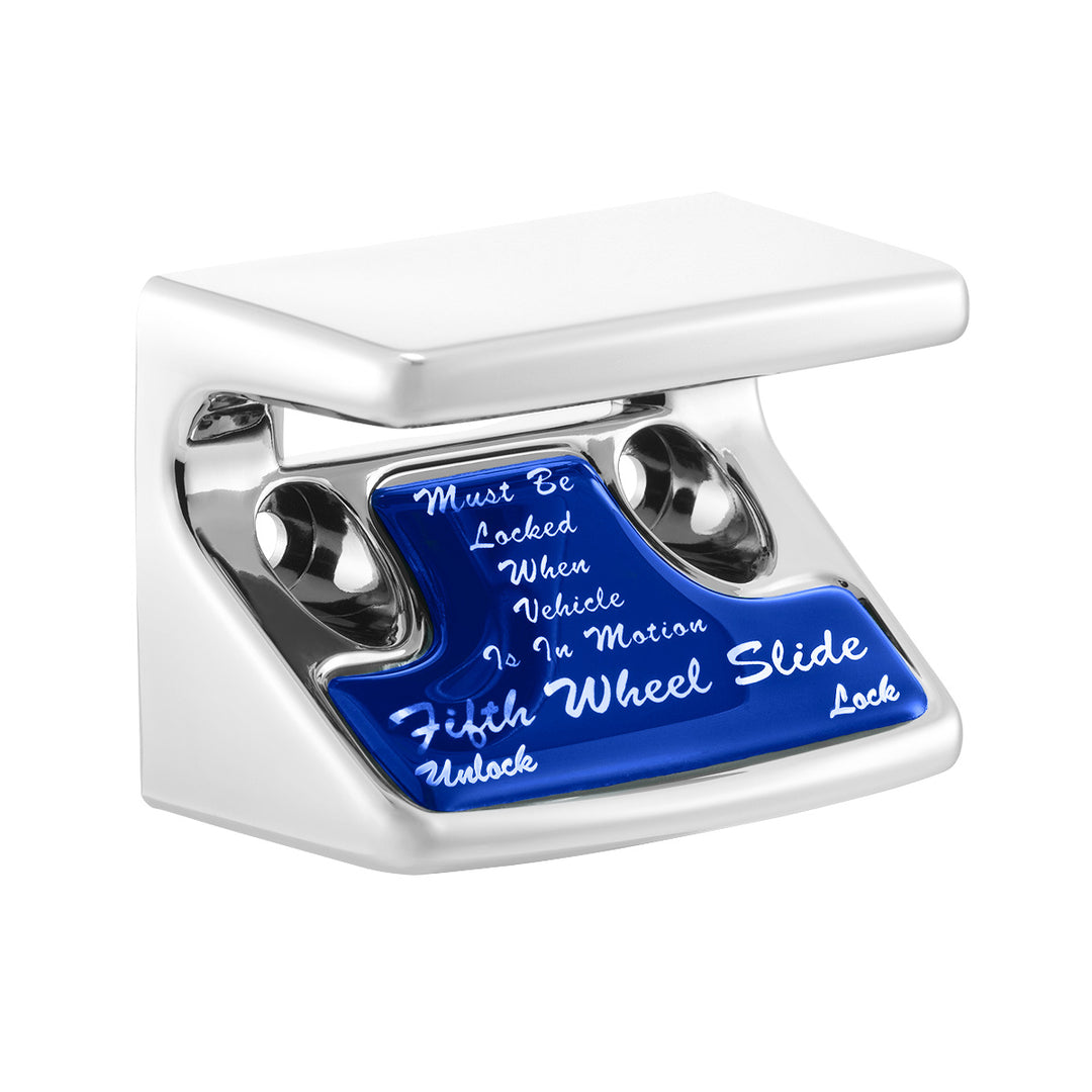 Chrome Plastic Fifth Wheel Switch Guard With Glossy Sticker For 1990-2010 Freightliner Classic - Blue Sticker