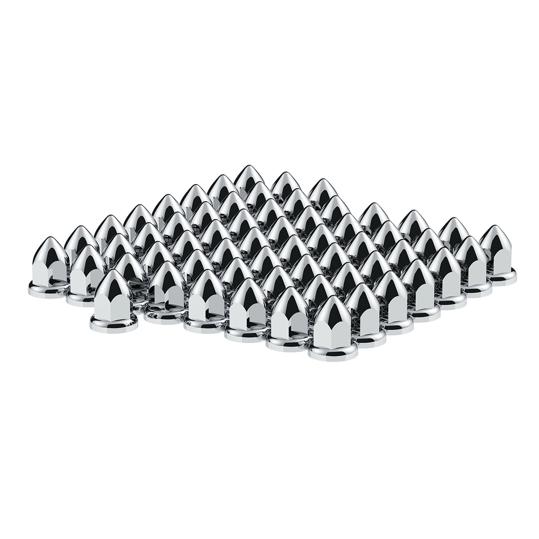 33mm X 2-3/8" Chrome Plastic Bullet Nut Cover With Flange - Push-On (Color Box of 60)