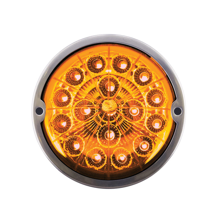 17 LED Watermelon Dual Function Double Fury Light Flush Mount Kit With Low Profile Stainless Steel Bezel - Amber &amp; White LED
