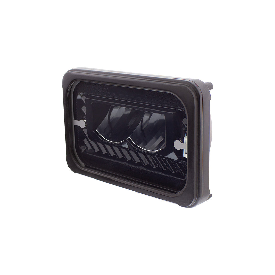 ULTRALIT - Heated 4" x 6" LED Headlight With Glass Lens &amp; Aluminum Housing - High Beam - Black