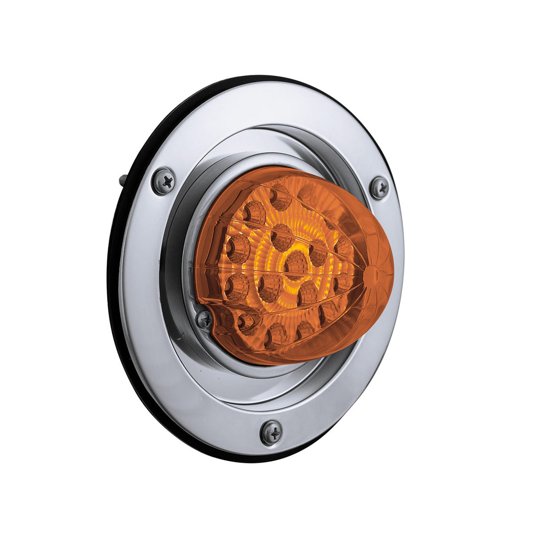17 LED Dual Function Watermelon Reflector Sleeper Bunk Kit With 304 Stainless Steel Bezel - Amber LED/Amber Lens
