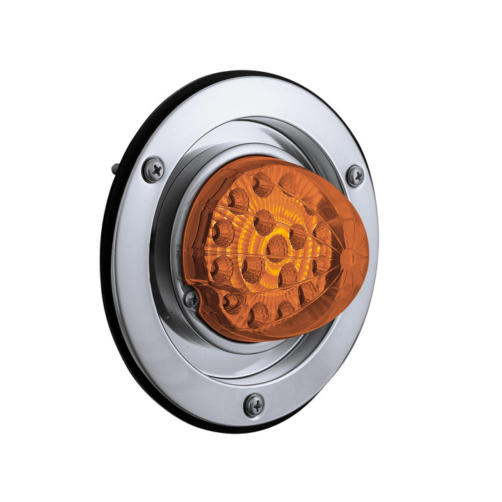 17 LED Dual Function Watermelon Reflector Sleeper Bunk Kit With 304 Stainless Steel Bezel - Amber LED/Amber Lens